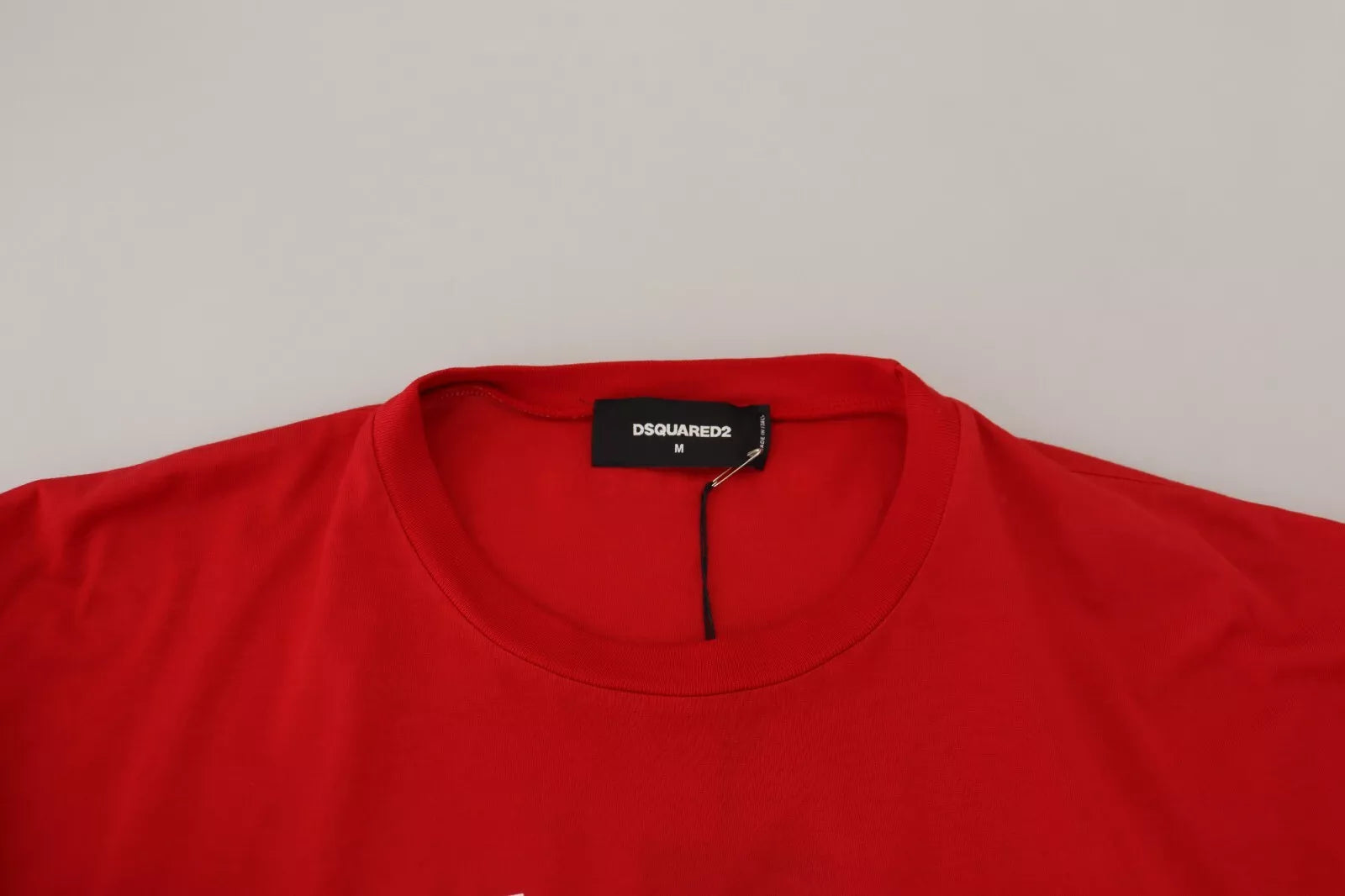 Dsquared² Kısa kollu ve yuvarlak yakalı kırmızı baskılı pamuklu tişört